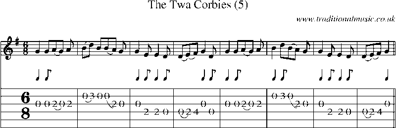 Guitar Tab and Sheet Music for The Twa Corbies (5)