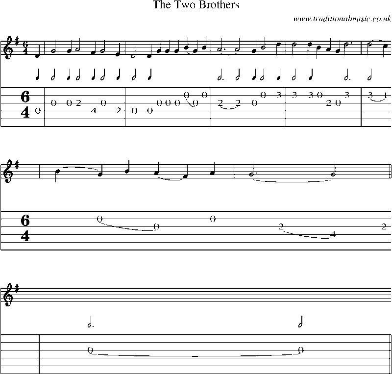Guitar Tab and Sheet Music for The Two Brothers(1)