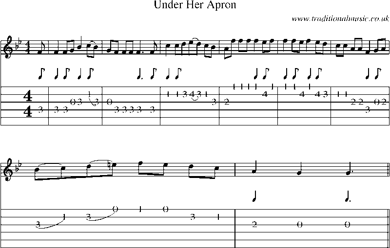 Guitar Tab and Sheet Music for Under Her Apron