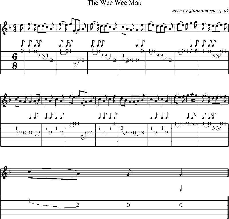 Guitar Tab And Sheet Music For The Wee Wee Man guitar-tab-and-sheet-music-for-the-wee-wee-man