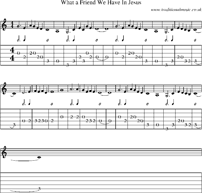 Guitar Tab and Sheet Music for What A Friend We Have In Jesus