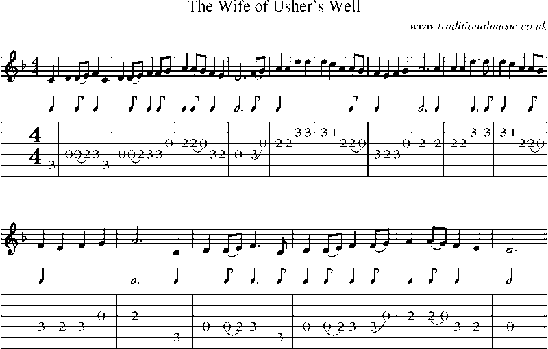 Guitar Tab and Sheet Music for The Wife Of Usher's Well(1)