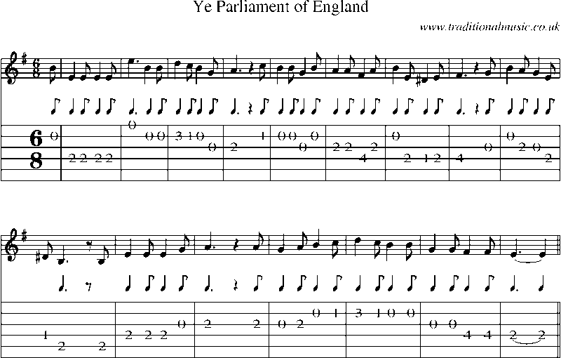 Guitar Tab and Sheet Music for Ye Parliament Of England