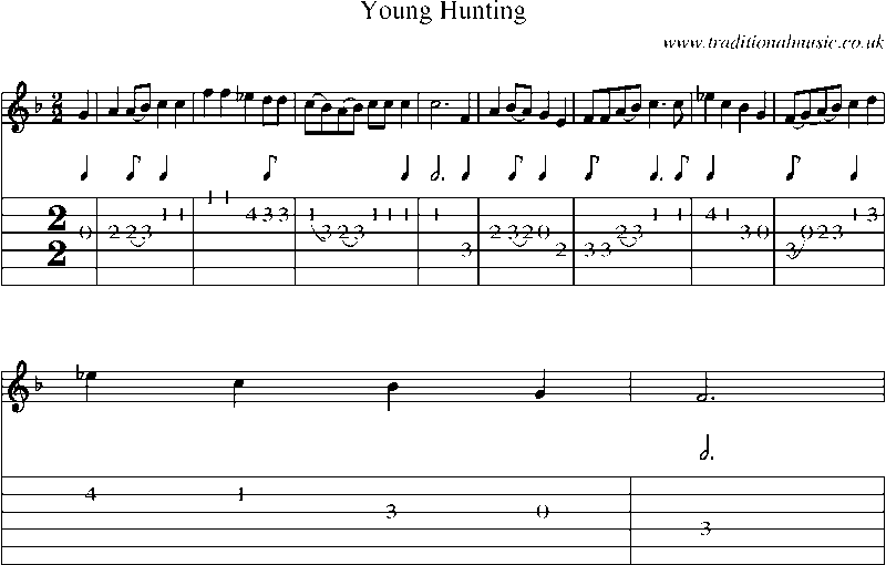 Guitar Tab and Sheet Music for Young Hunting