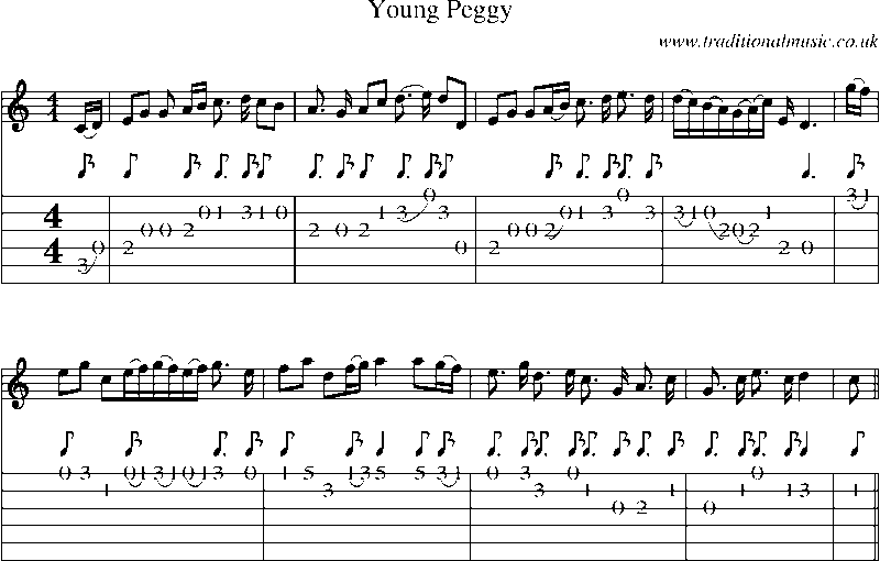 Guitar Tab and Sheet Music for Young Peggy