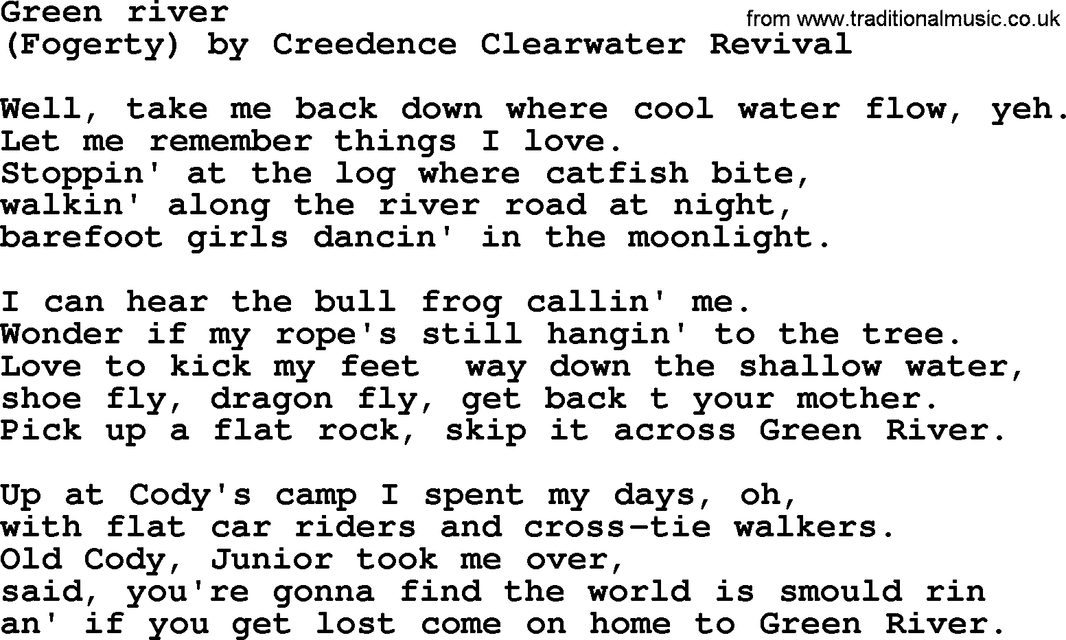 Bruce Springsteen song: Green River lyrics