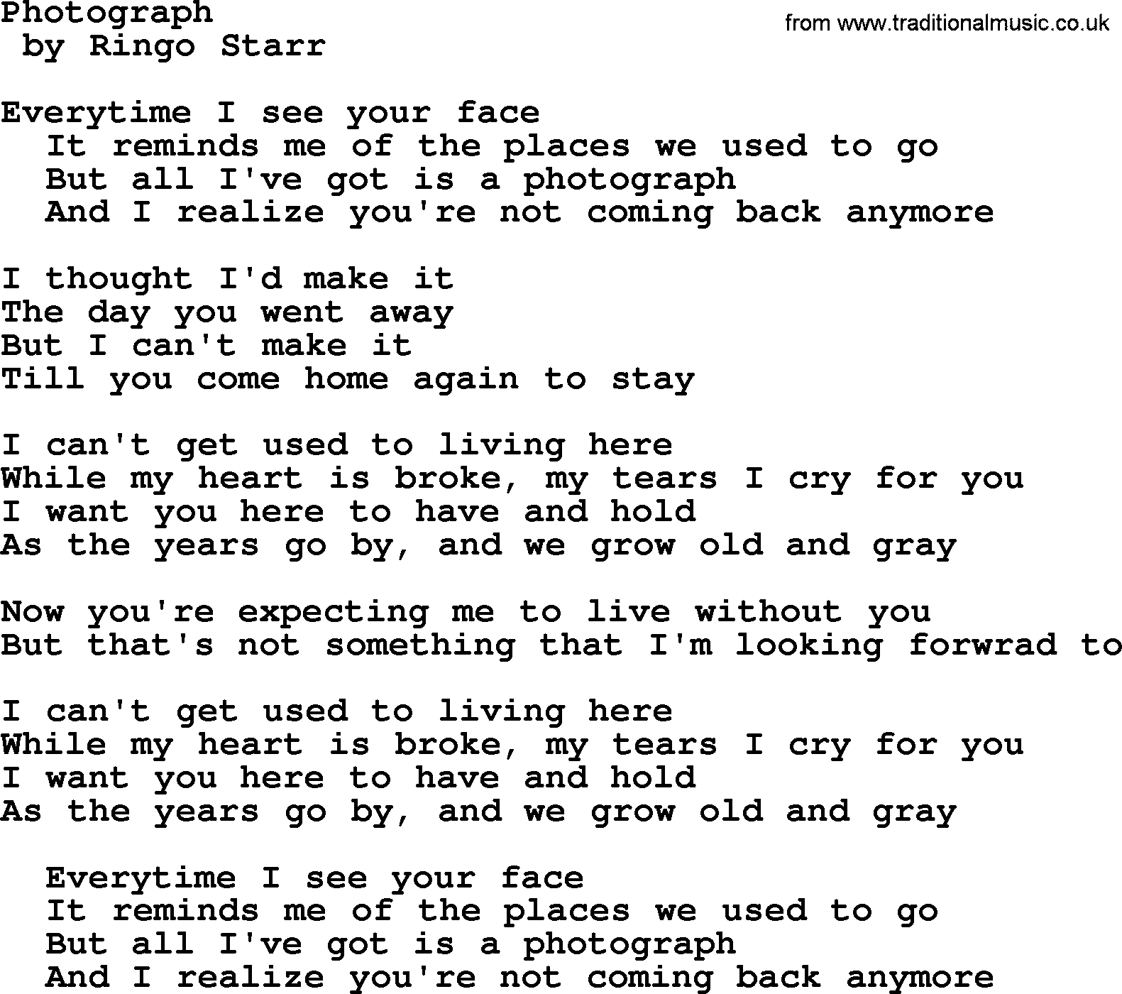 Bruce Springsteen song: Photograph lyrics