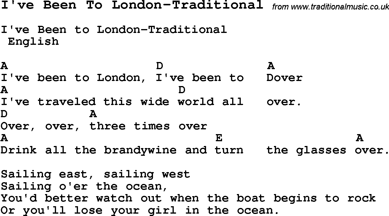 Summer-Camp Song, I've Been To London-Traditional, with lyrics and chords for Ukulele, Guitar Banjo etc.