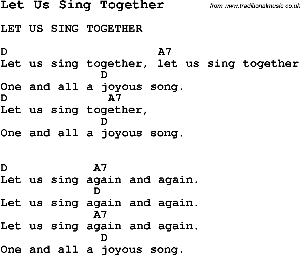 Summer-Camp Song, Let Us Sing Together, with lyrics and chords for Ukulele, Guitar Banjo etc.