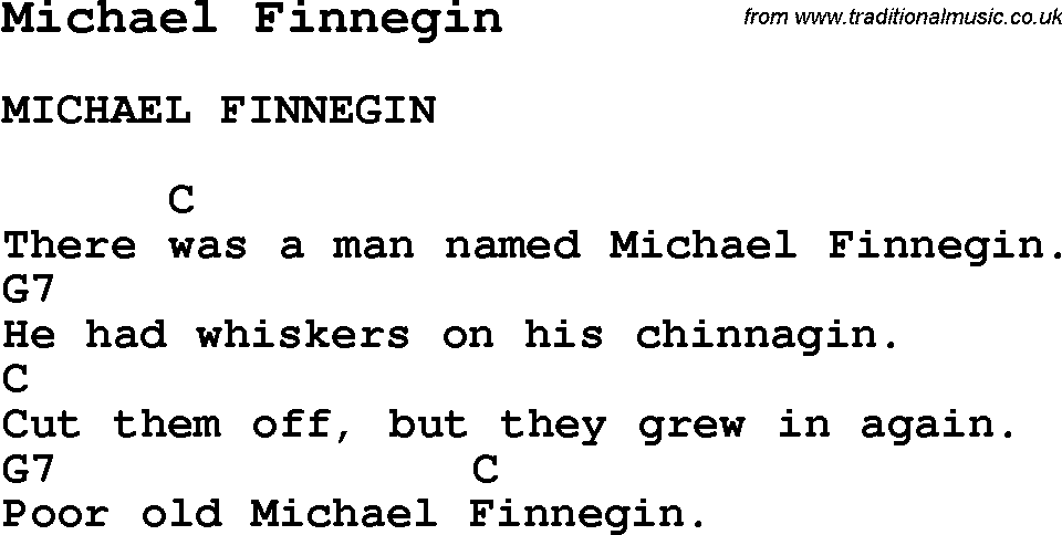 Summer-Camp Song, Michael Finnegin, with lyrics and chords for Ukulele, Guitar Banjo etc.
