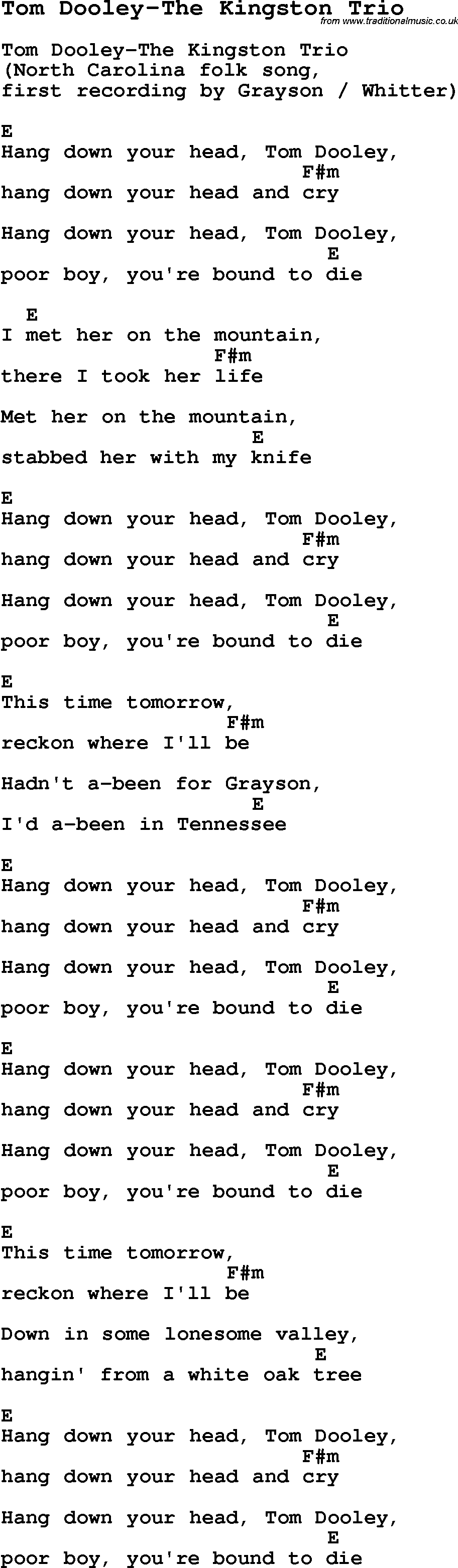 summer-camp-song-tom-dooley-the-kingston-trio-with-lyrics-and-chords