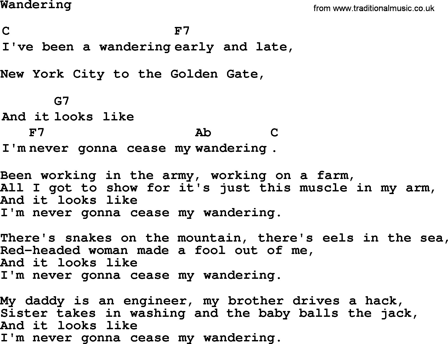 wandering day song chords