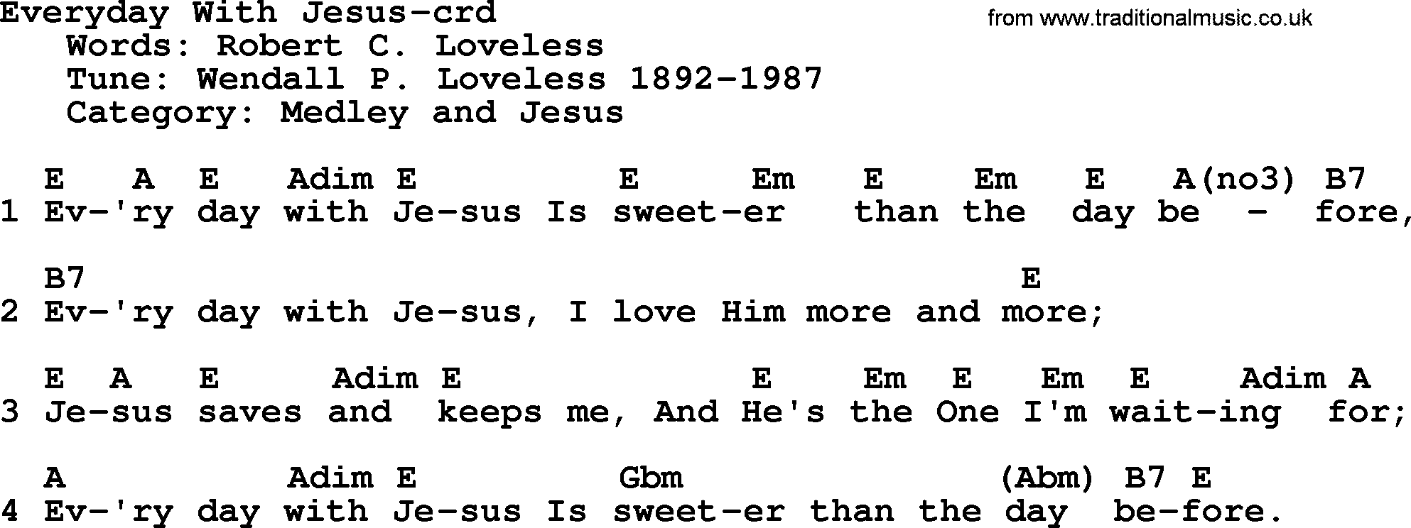 Top 500 Hymn: Everyday With Jesus, lyrics and chords