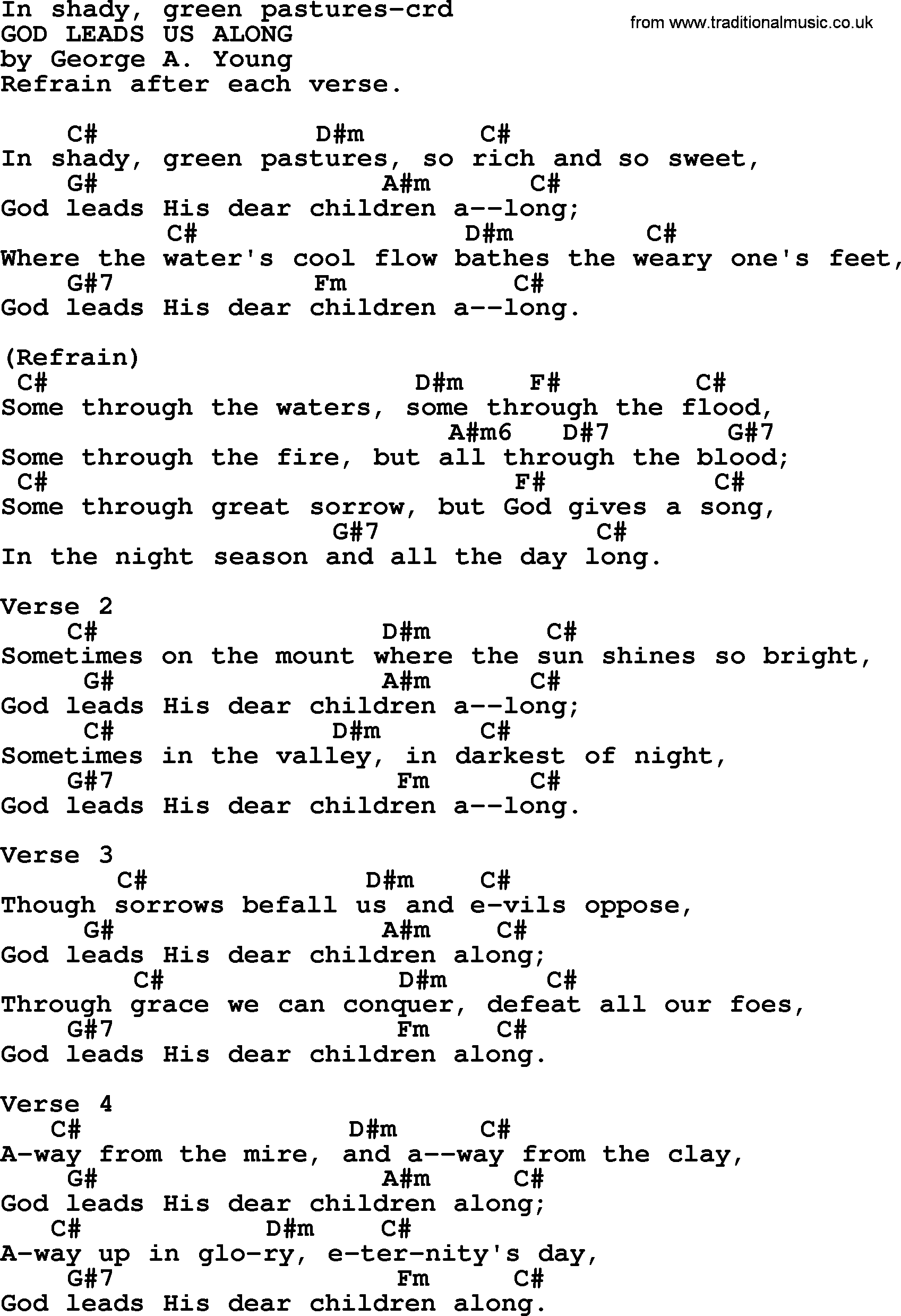 Top 500 Hymn: In Shady, Green Pastures - lyrics, chords and PDF