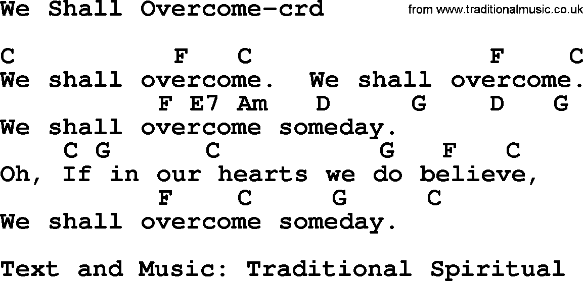 Top 500 Hymn: We Shall Overcome, lyrics and chords