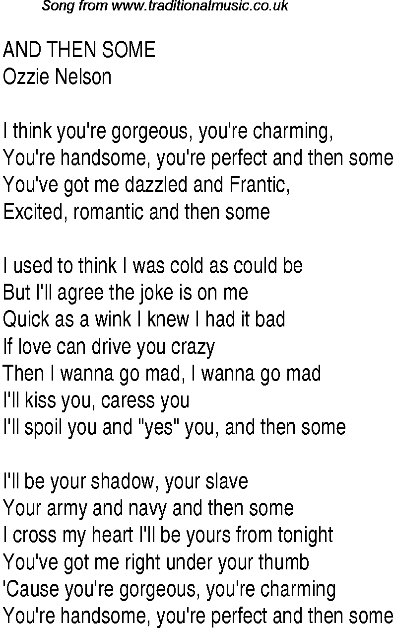 Music charts top songs 1935 - lyrics for And Then Some