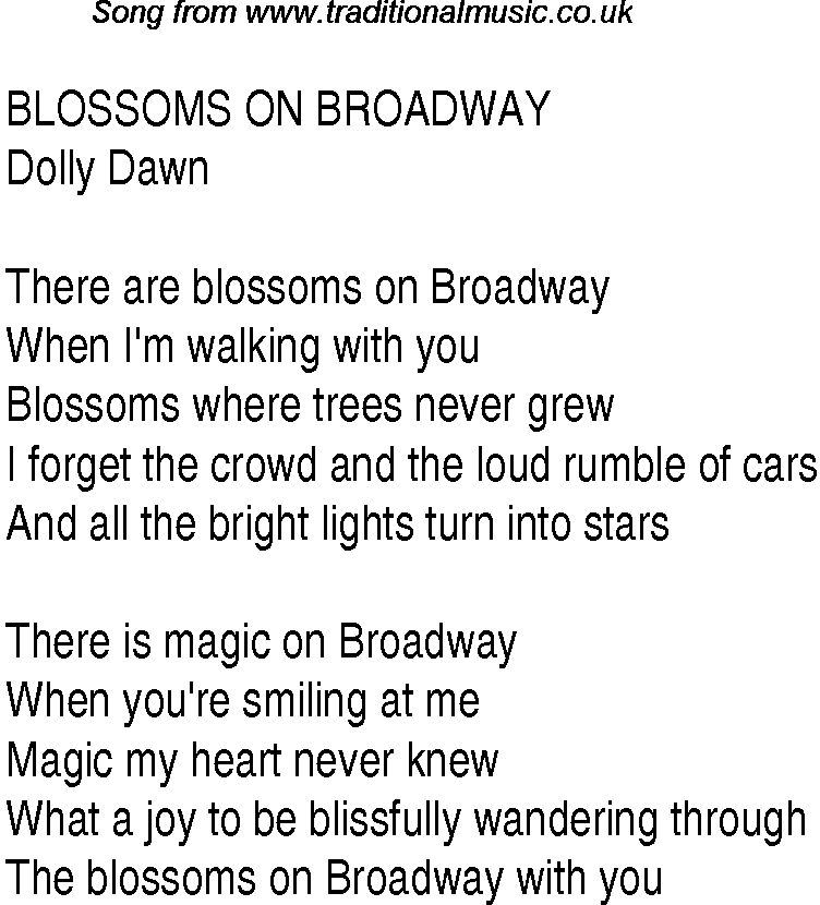 Music charts top songs 1937 - lyrics for Blossoms On Broadway