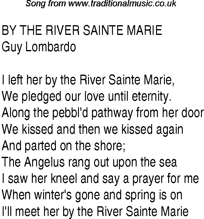 Music charts top songs 1931 - lyrics for By The River Saint Marie