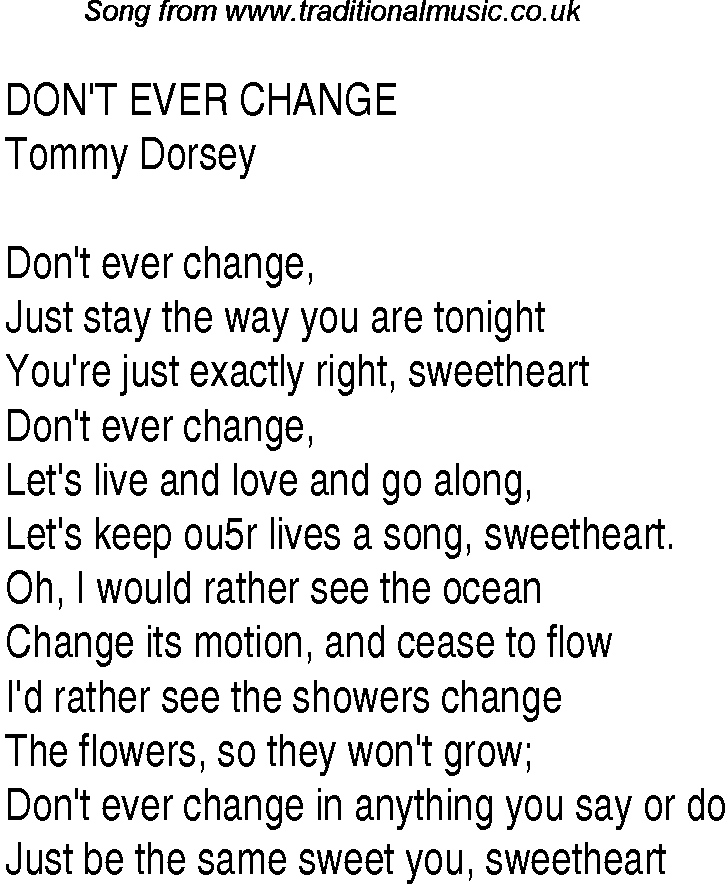 Music charts top songs 1937 - lyrics for Dont Ever Change