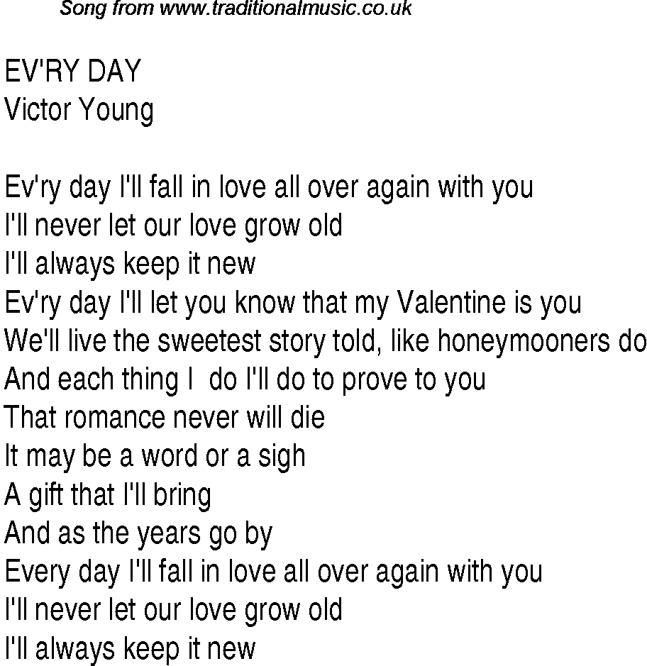 Music charts top songs 1935 - lyrics for Evry Day