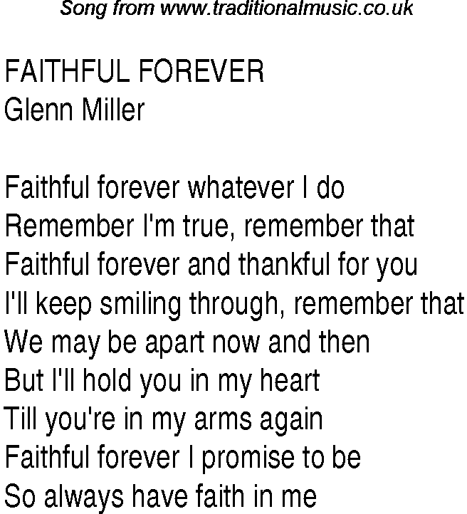 Music charts top songs 1940 - lyrics for Faithful Forever