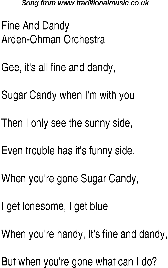 Music charts top songs 1930 - lyrics for Fine And Dandy