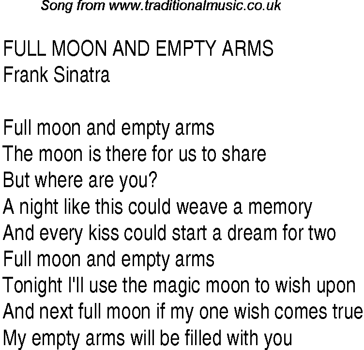 Music charts top songs 1946 - lyrics for Full Moon And Empty Arms