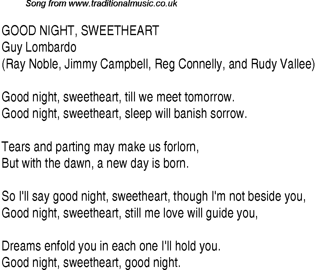 Music charts top songs 1931 - lyrics for Goodnight Sweetheart