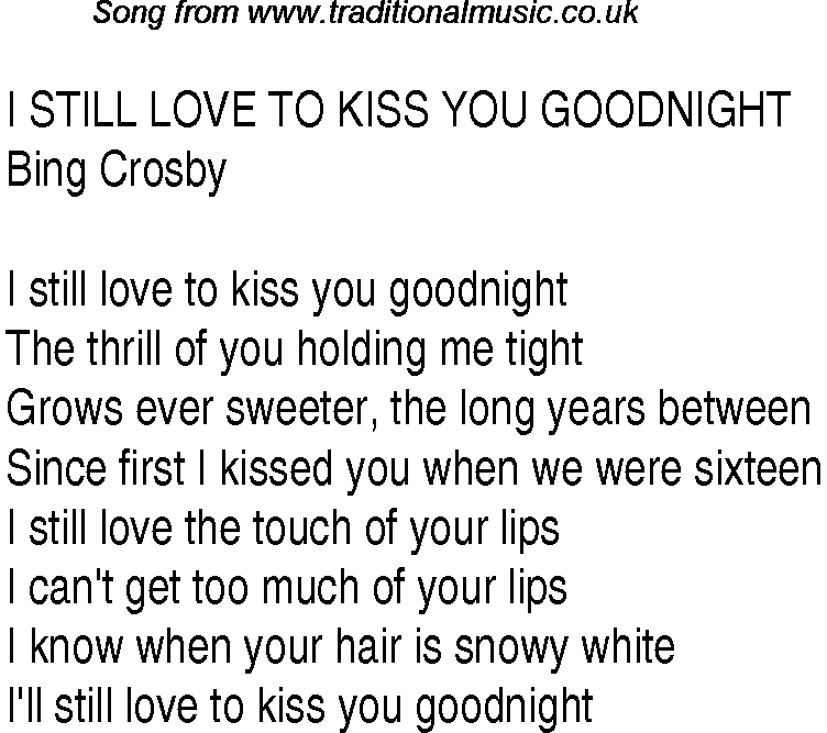 Music charts top songs 1937 - lyrics for I Still Love To Kiss You Goodnight
