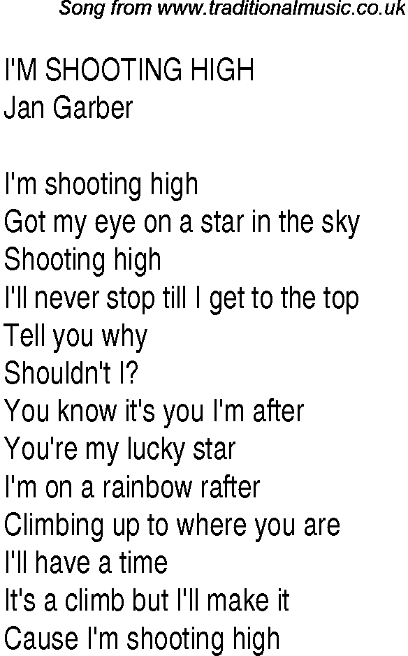 Music charts top songs 1936 - lyrics for Im Shooting High
