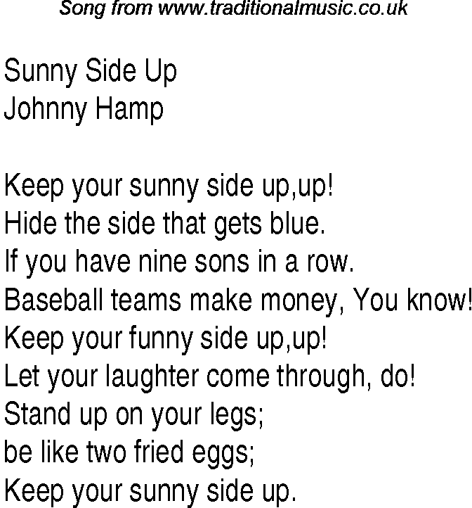 Music charts top songs 1930 - lyrics for Sunny Side Upjh