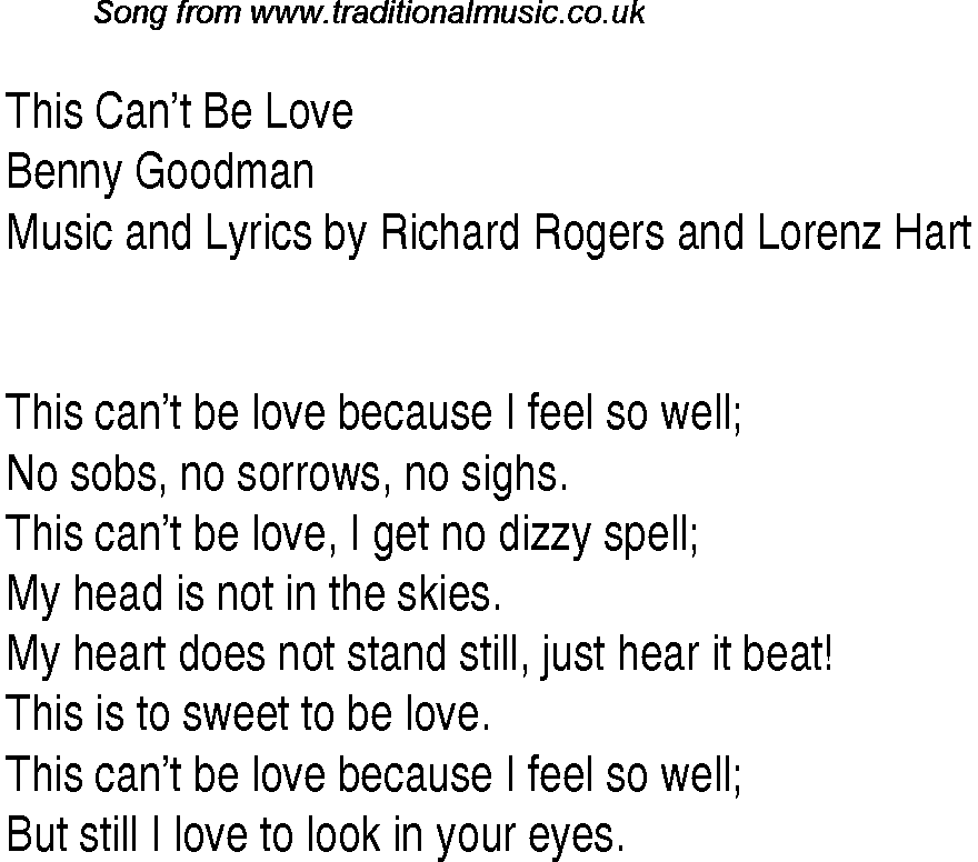 Music charts top songs 1939 - lyrics for This Cant Be Lovebg