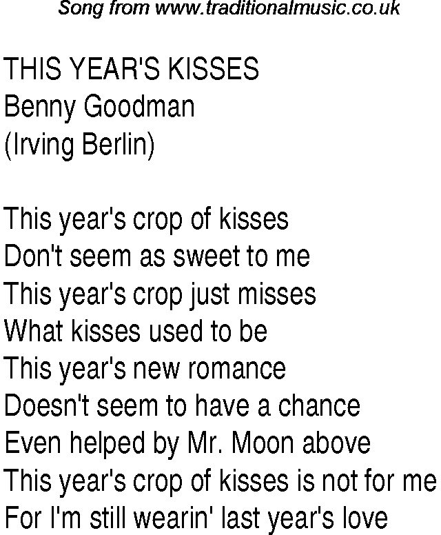 Music charts top songs 1937 - lyrics for This Years Kisses
