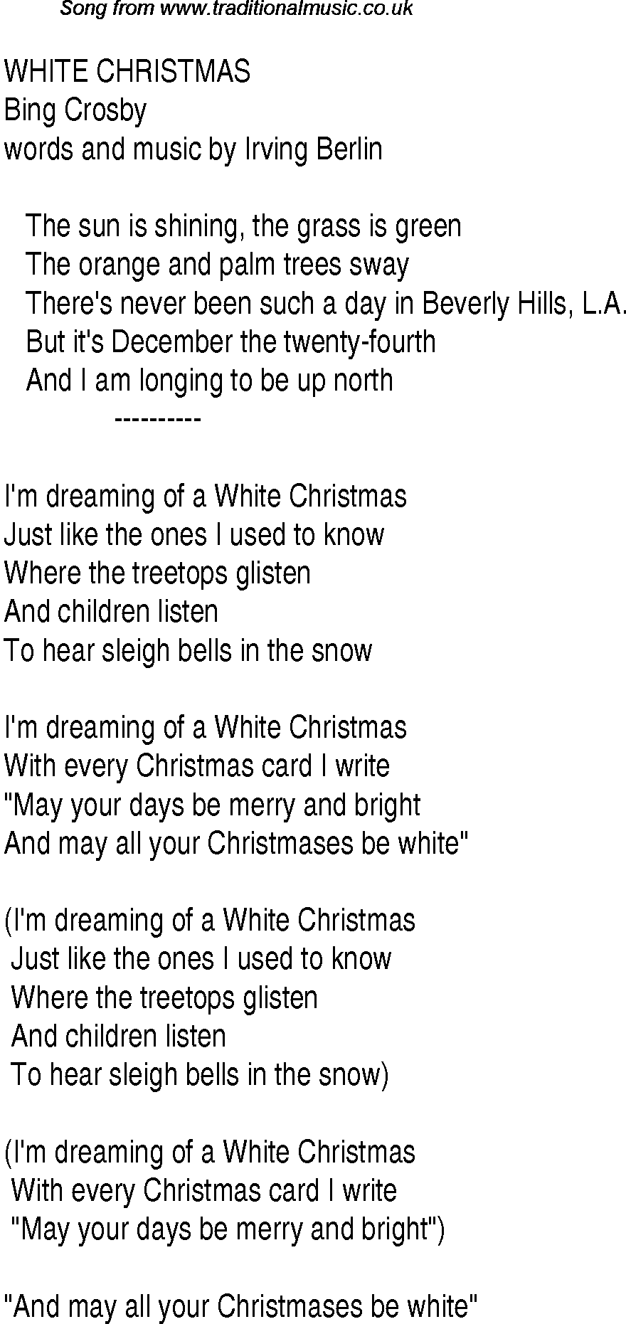 Music charts top songs 1948 - lyrics for White Christmas