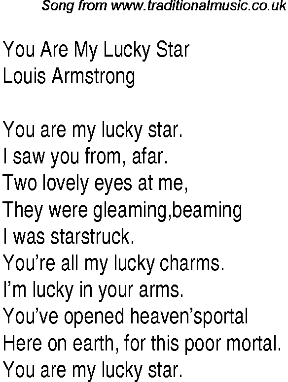 Music charts top songs 1935 - lyrics for You Are My Lucky Starla