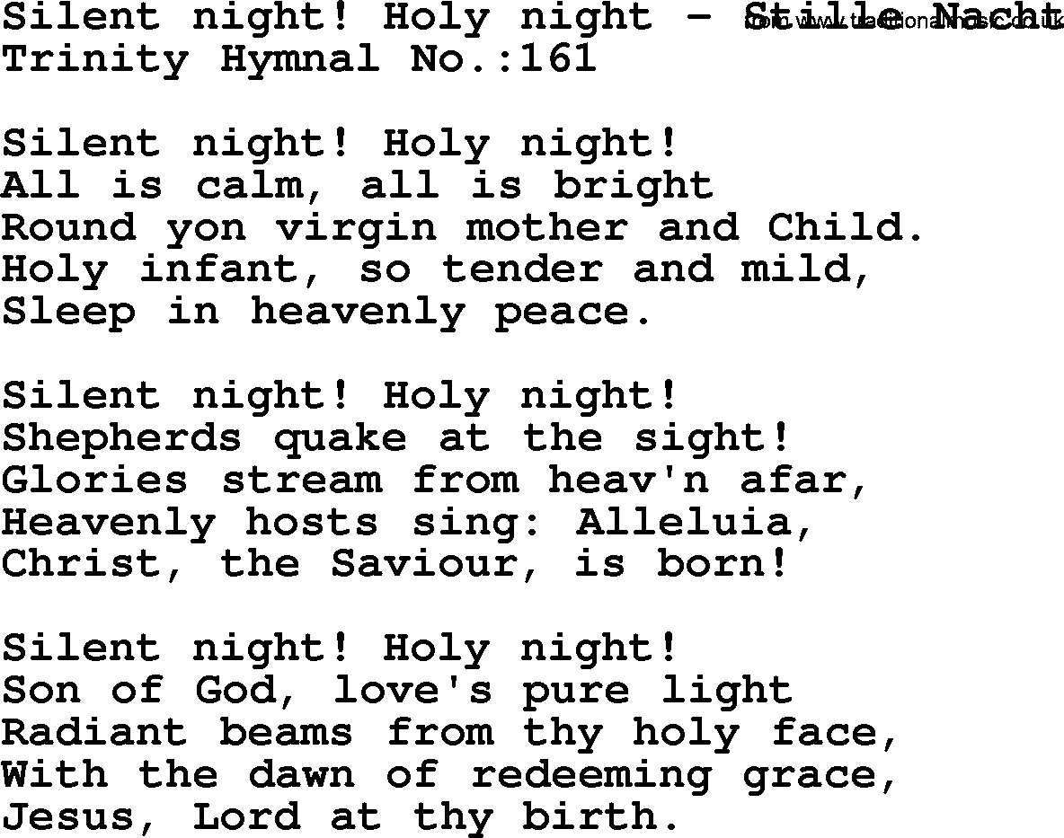Trinity Hymnal Hymn: Silent Night! Holy Night--Stille Nacht, lyrics with midi music