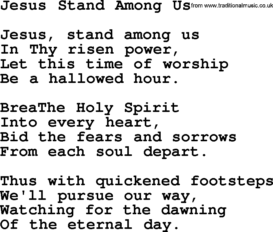 Most Popular Christian Wedding Hymns, Hymn: Jesus Stand Among Us, lyrics and PDF