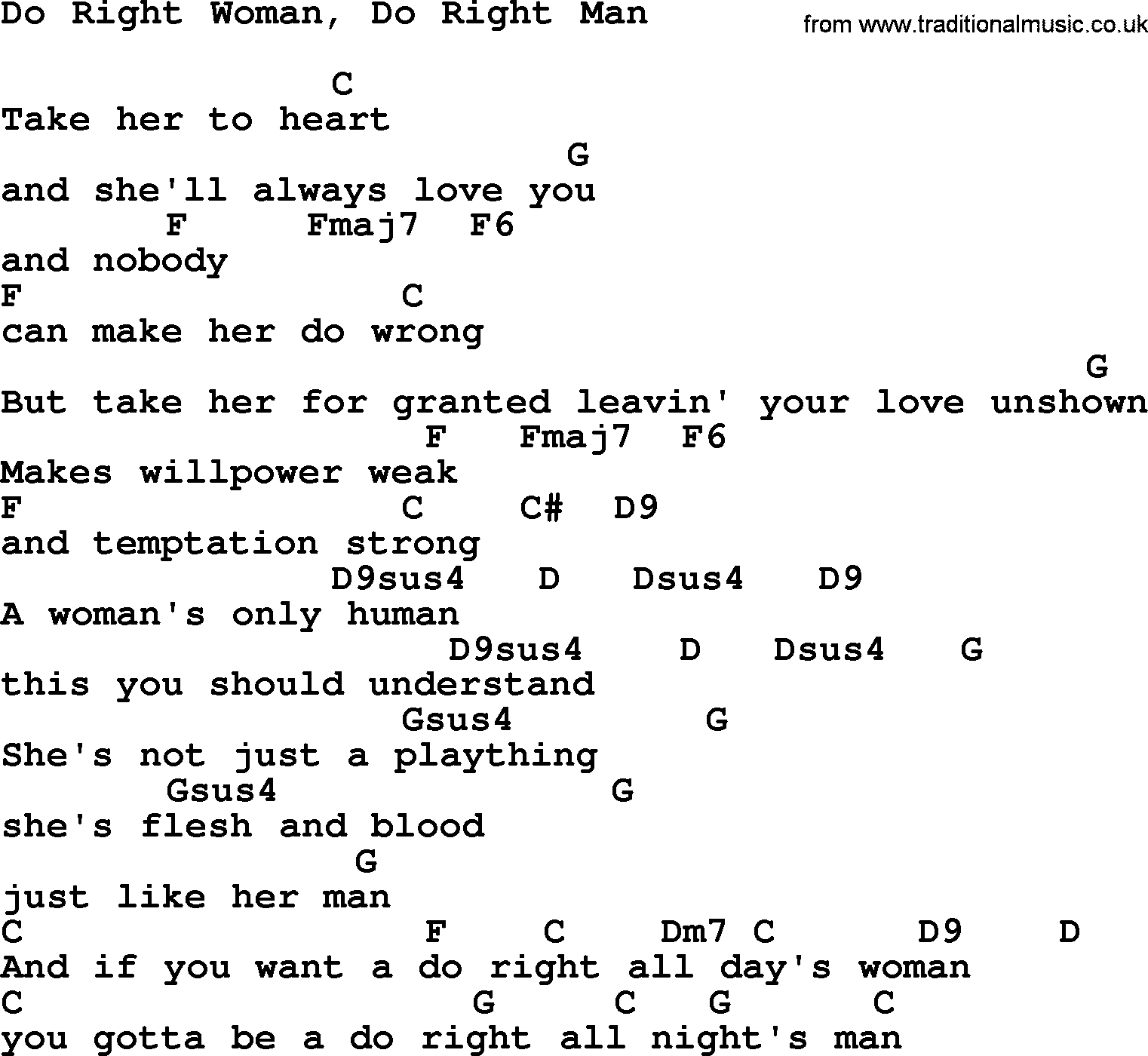 Willie Nelson song: Do Right Woman, Do Right Man, lyrics and chords