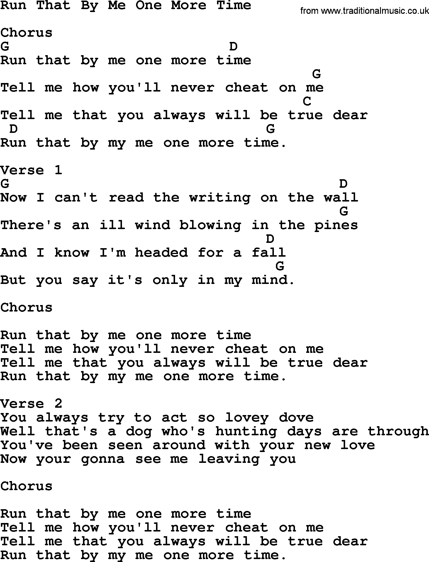 Willie Nelson song: Run That By Me One More Time, lyrics and chords