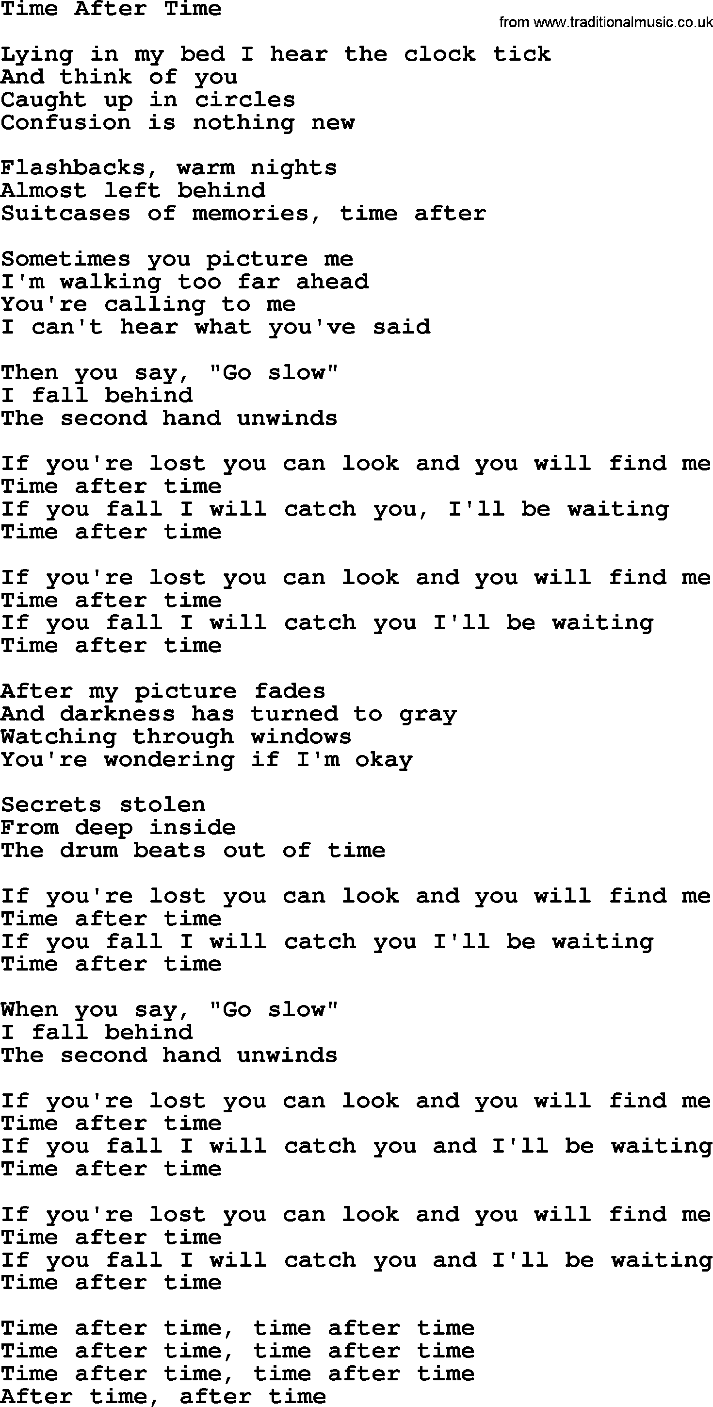 Willie Nelson song: Time After Time lyrics