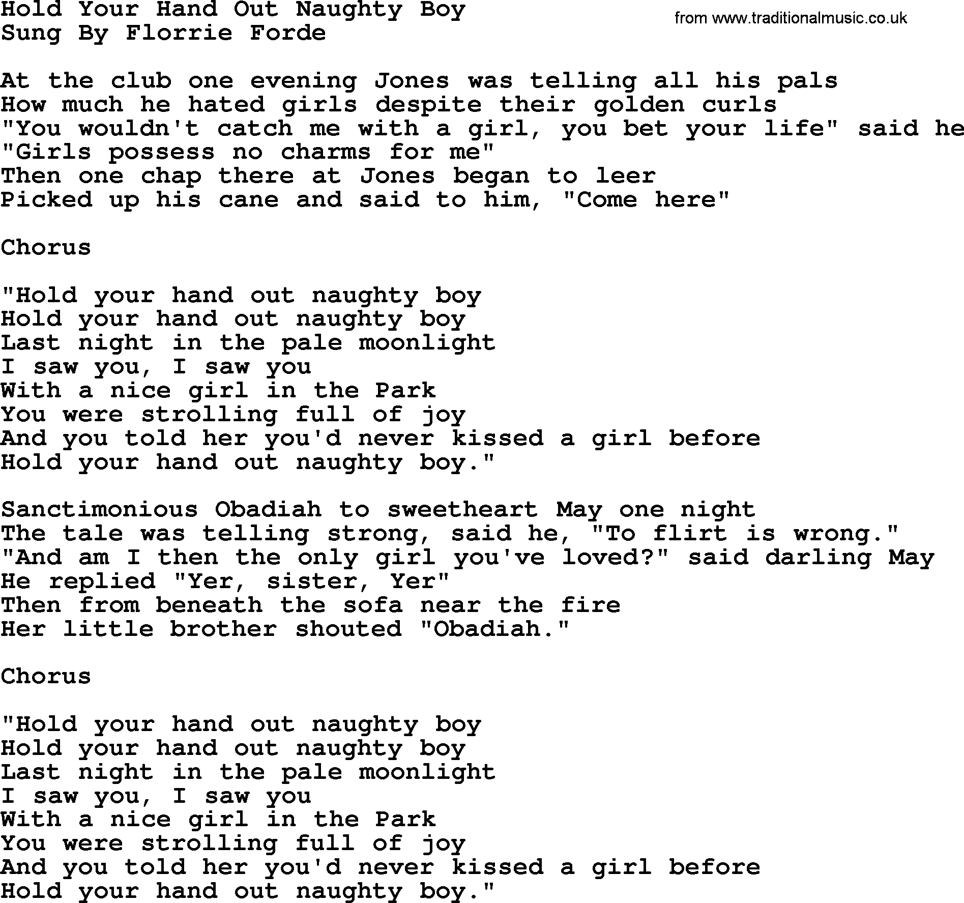 World War(WW1) One Song: Hold Your Hand Out Naughty Boy, lyrics and PDF
